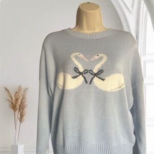 Hollister Swan Design Sweater - Light blue Size XS